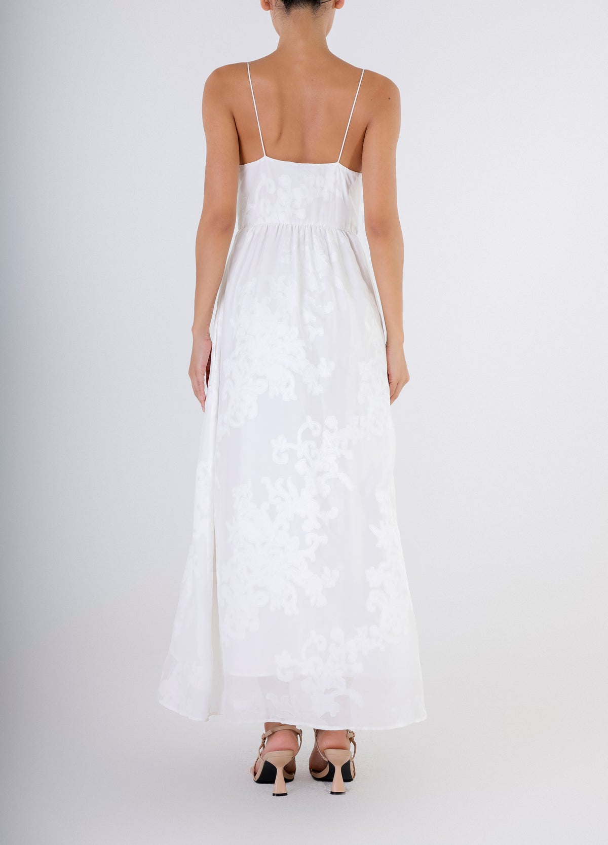 Dakota Dress - White Flowers on White